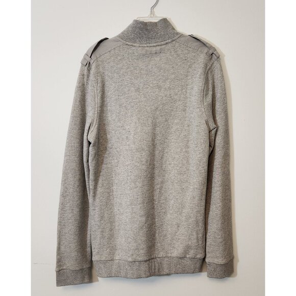 MARC ANTHONY 1/4 Snap Sweater Pullover Gray Cotton Chest Pocket Mens Medium NEW - Picture 3 of 9